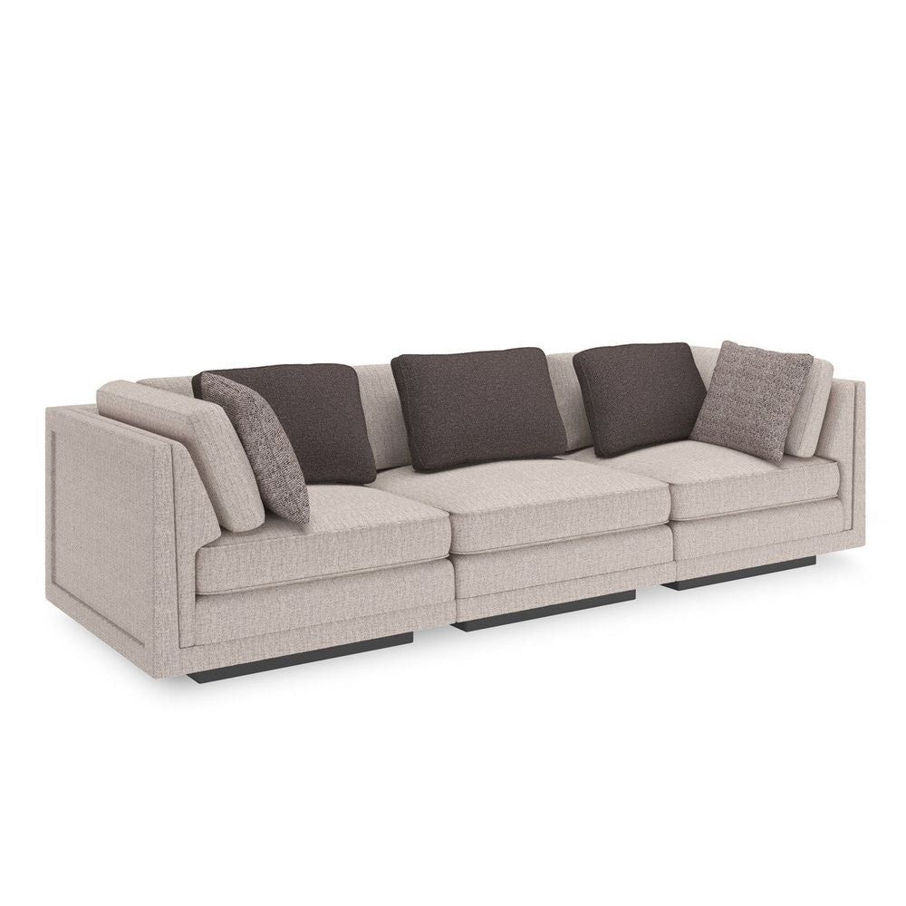 Alternate view of Synthesis Armless Chair in light beige and warm taupe.