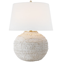 Additional view of Avela Table Lamp in off-white and cream, featuring textured carved finish and a table lamp base.
