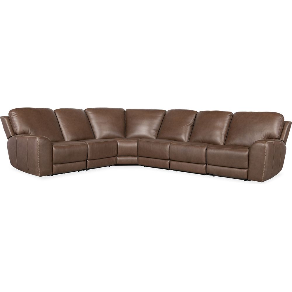 Alternate view of Torres 6 Piece Sectional with Power Recline & Power Headrest (Configuration 2) in brown and black.