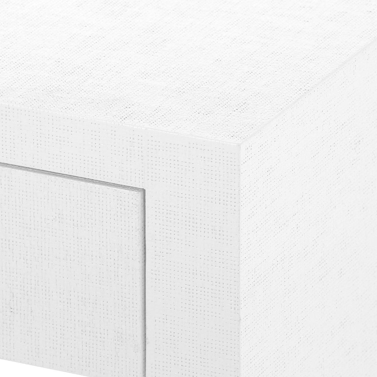 Morgan Grasscloth 1-Drawer Side Table, Chiffon White