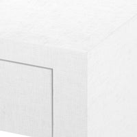 Morgan Grasscloth 1-Drawer Side Table, Chiffon White