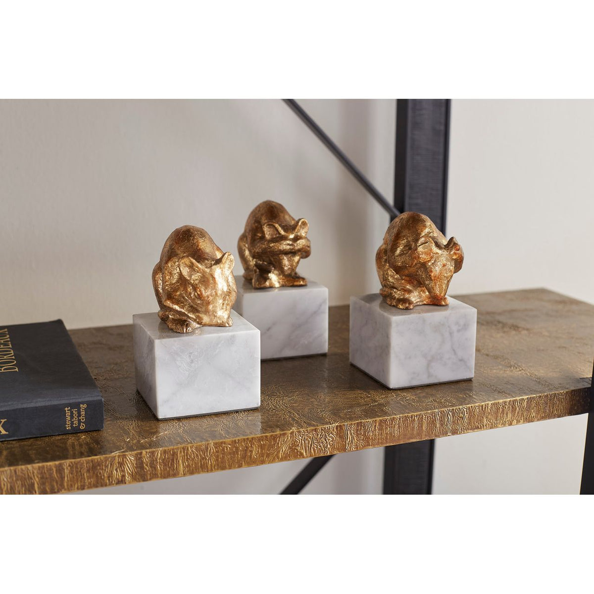 Mouse Statue Set of 3, Gold Leaf