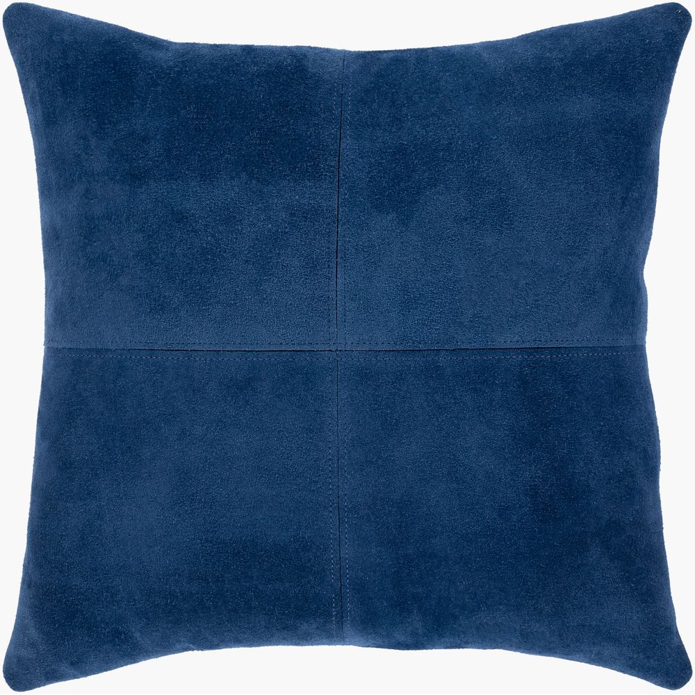 Manitou Pillow, shown in blue and navy blue with suede, microsuede, and square throw-pillow form.
