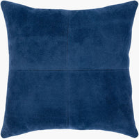 Manitou Pillow, shown in blue and navy blue with suede, microsuede, and square throw-pillow form.