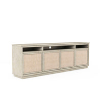 Additional view of Cotiere Entertainment Console in beige and light taupe.
