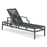 Bellevue Metal Chaise, shown in graphite gray and charcoal with aluminum and woven rope.