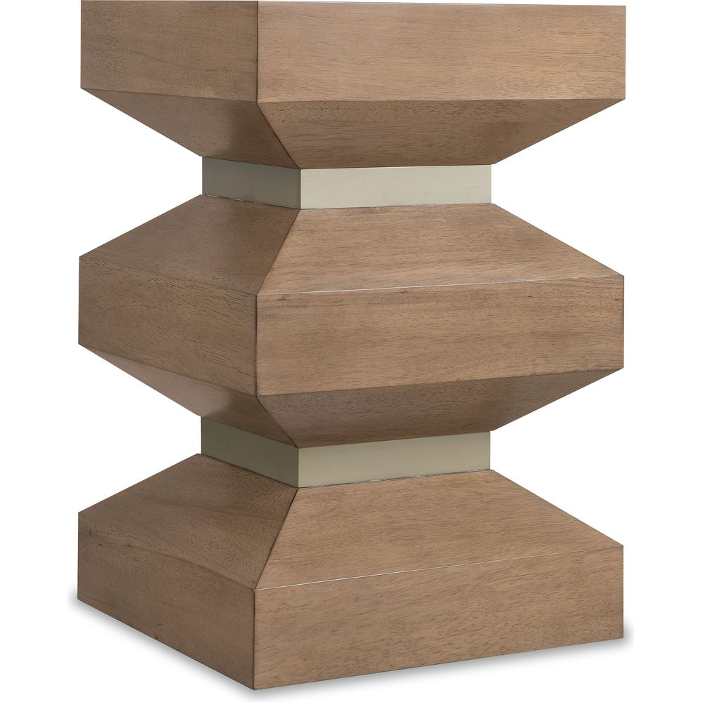 Additional view of Sonnet Square End Table in medium brown wood and cream.