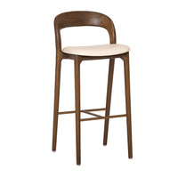 Interlude Felix Bar Stool in Classic Walnut with Grove vegan leather