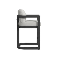 Additional view of Malibu Barstool in Cast Silver in charcoal gray and light gray, featuring matte finish and fixed arms.