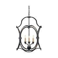 Additional view of Charisma Small Black Lantern in black and ivory, featuring distressed and chain-hung ceiling suspension.