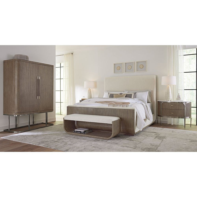 Alternate view of Modern Mood Wardrobe, featuring wood veneer, metal, and double-door wardrobe enclosure.