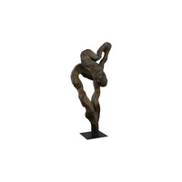 Alternate view of Orion Branch Recrafted Sculpture, featuring textured finish, wood, metal, and a freestanding pedestal base.