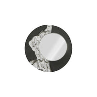 Notch Mirror Black, Silver Leaf, shown in black and silver with glass, wood composite, and wall-mounting hardware.
