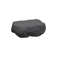 Harper Coffee Table, shown in charcoal gray and dark gray with cast stone, resin composite, and a solid monolithic base.
