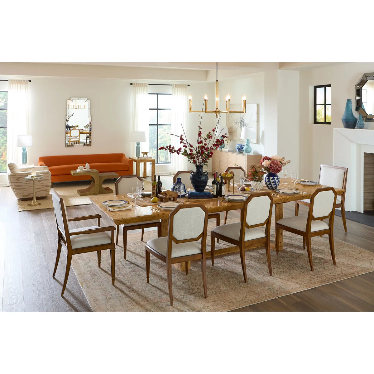 Alternate view of Philippe Side Chair, featuring stained finish, wood, chenille, and a upholstered seat.