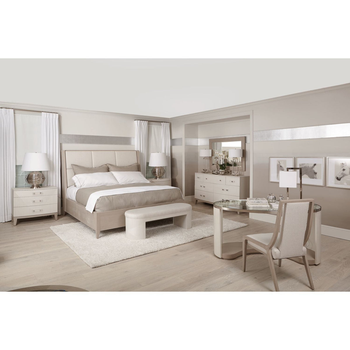 Axiom King Upholstered Panel Bed with Wooden Footboard and Side Rails