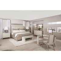 Axiom King Upholstered Panel Bed with Wooden Footboard and Side Rails