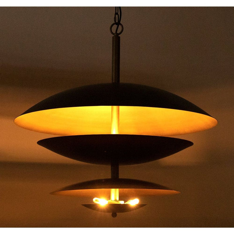 Alternate view of Nora Chandelier, featuring brushed finish, metal, and chain-and-rod ceiling suspension.