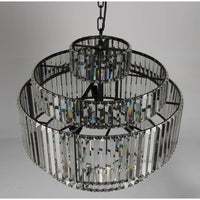 Additional view of Axa Chandelier in clear and black, featuring faceted finish and chain-hung ceiling suspension.