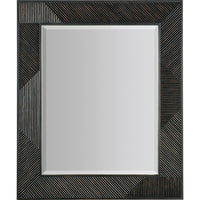 Alternate view of Retreat Landscape Mirror, featuring ribbed texture finish, wood, glass, and wall-mounting hardware.