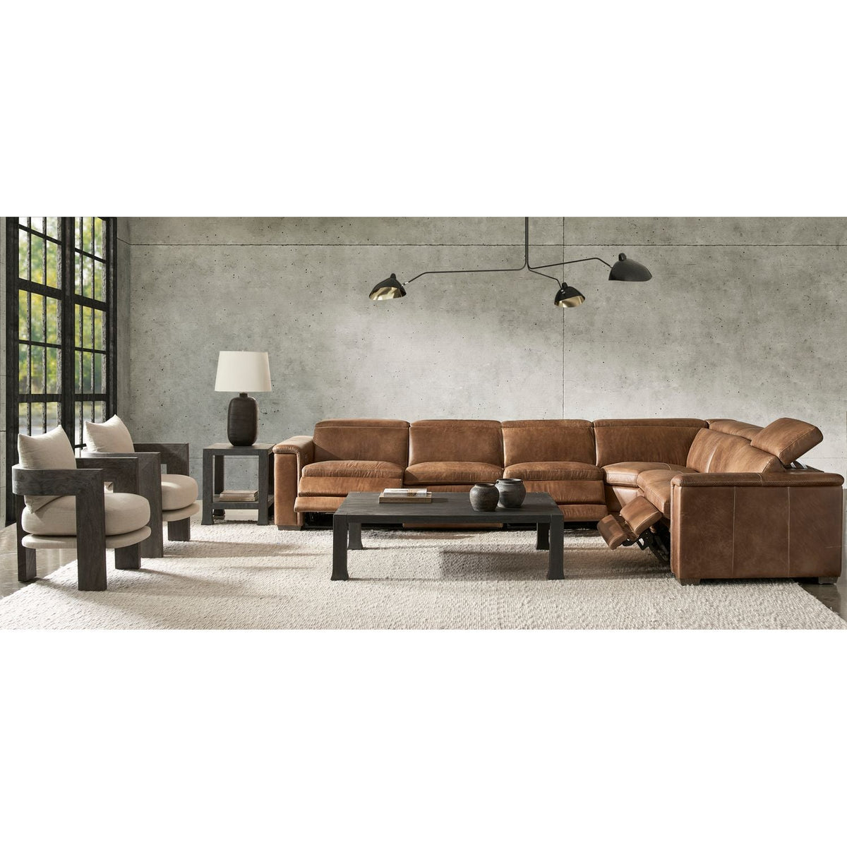Lioni Leather 4-Piece Power Motion Sectional Recliner