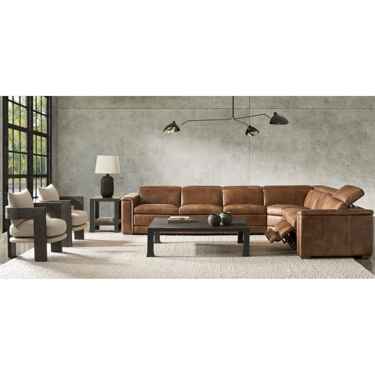 Lioni Leather 4-Piece Power Motion Sectional Recliner