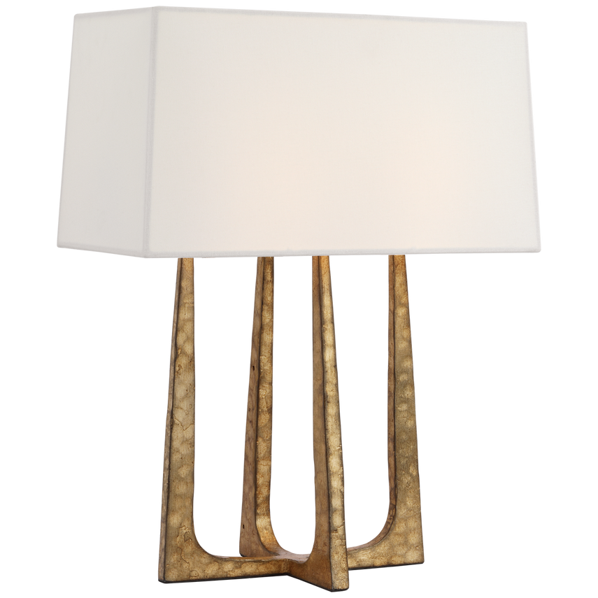 Alternate view of Starla Hand-Forged Bedside Lamp in white and dark bronze.