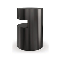 Additional view of Summit End Table in charcoal and gunmetal, featuring brushed finish and integrated open shelf niche.