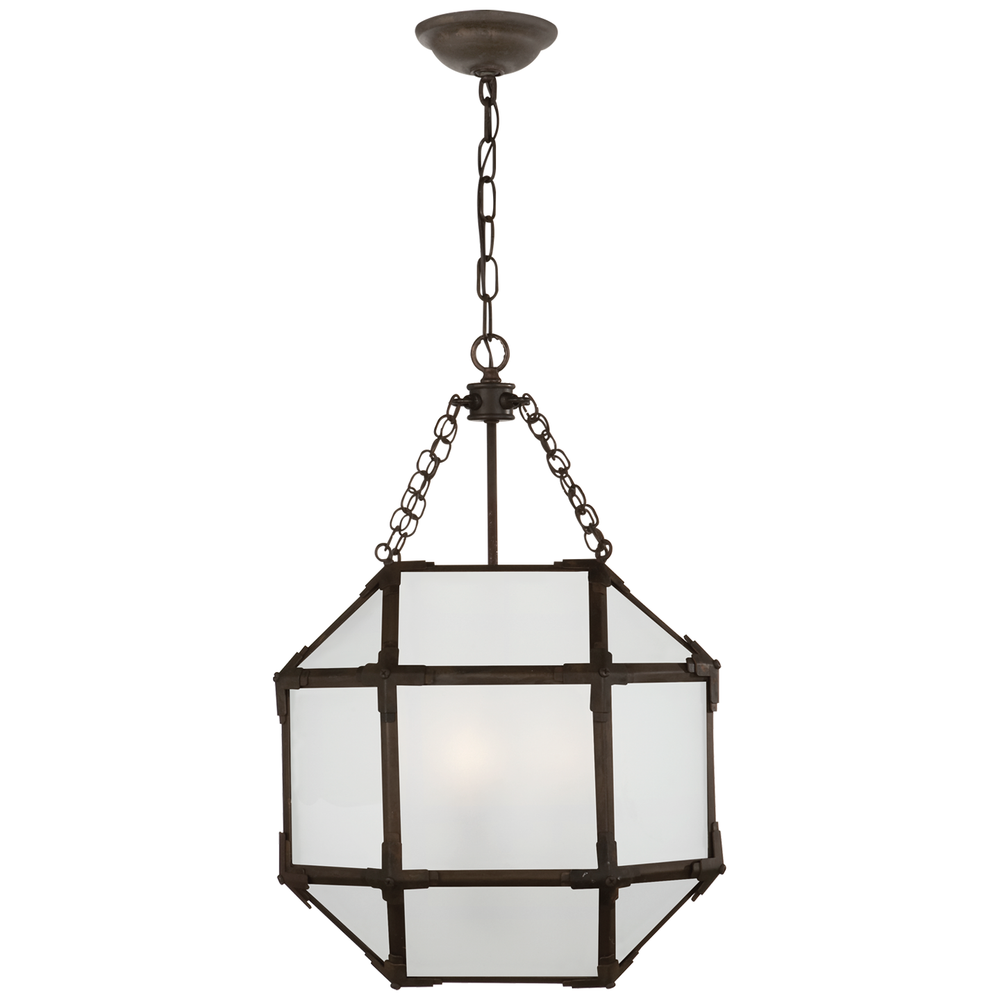 Alternate view of Momogi Small Lantern, featuring metal, glass, and chain-hung pendant suspension.
