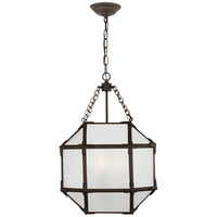 Alternate view of Momogi Small Lantern, featuring metal, glass, and chain-hung pendant suspension.