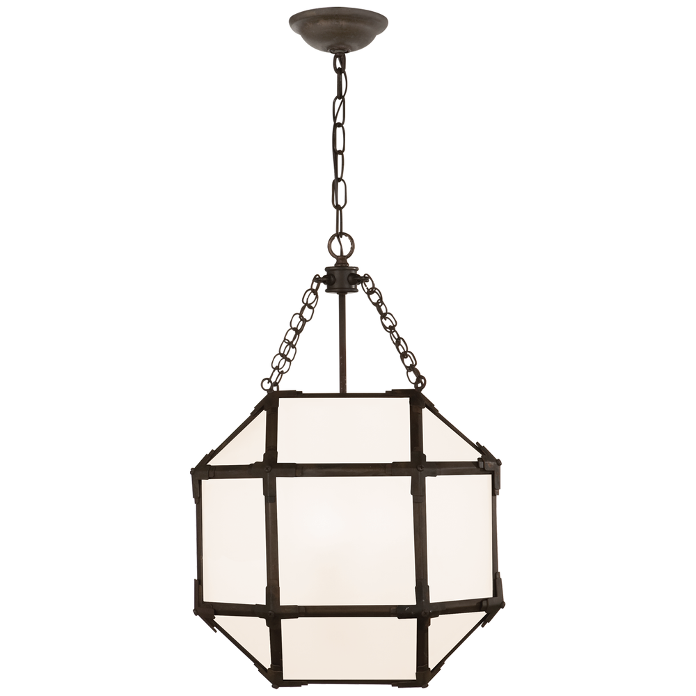 Additional view of Momogi Small Lantern in dark bronze and clear glass, featuring chain-hung pendant suspension.