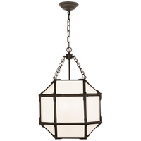 Additional view of Momogi Small Lantern in dark bronze and clear glass, featuring chain-hung pendant suspension.