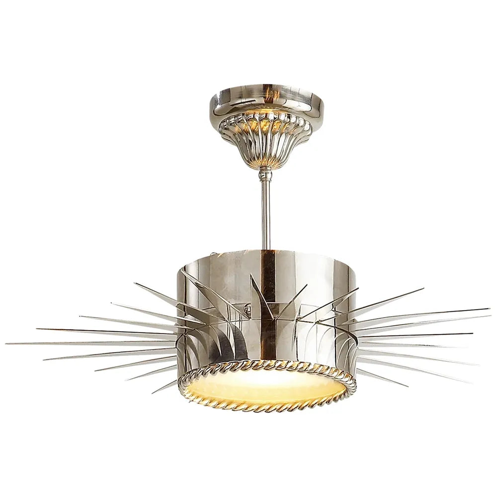 Additional view of Sony Medium Semi-Flush in bronze and brass, featuring polished nickel finish and a ceiling canopy mount.