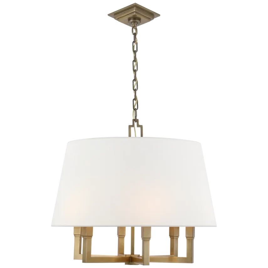 Square Tumy Hanging Shade-Visual Comfort-VISUAL-SL 5820HAB-L-PendantsHand-Rubbed Antique Brass-Linen Shade-5-France and Son