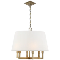 Square Tumy Hanging Shade-Visual Comfort-VISUAL-SL 5820HAB-L-PendantsHand-Rubbed Antique Brass-Linen Shade-5-France and Son
