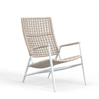 Bahia Highback Accent Chair, shown in beige and white with woven rope, metal, and fixed arms.