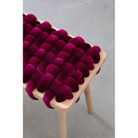 Alternate view of Burgundy Velvet Woven Bench, featuring velvet, wood, and four fixed tapered legs.