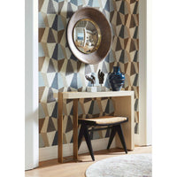 Alternate view of Sutton Console, featuring lacquered finish, oak, bronze, and a asymmetrical base.