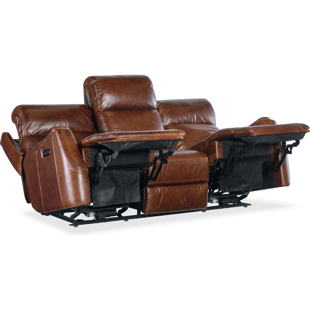 Harlan Zero Gravity Sofa with Power Recline & Power Headrest with leather, metal, and power recline mechanisms.