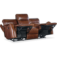 Harlan Zero Gravity Sofa with Power Recline & Power Headrest with leather, metal, and power recline mechanisms.