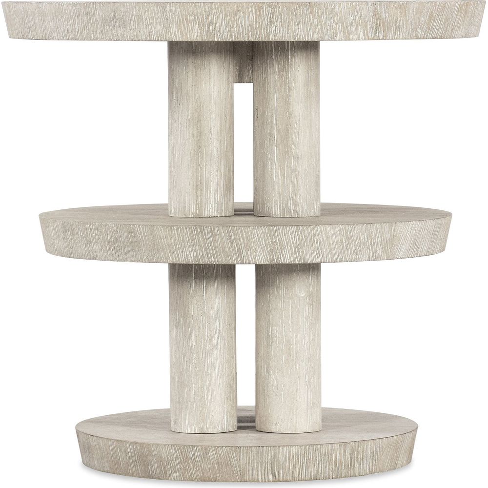 Additional view of Modern Mood Round Side Table, featuring matte finish, wood, and three-tier round surfaces.