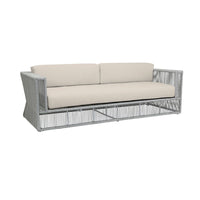 Miami Sofa in Echo Ash w/ Self Welt, shown in ash grey and beige with synthetic rope and outdoor fabric.