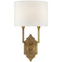 Additional view of Shiloh Fretwork Sconce in bronze and antique brass, featuring matte finish and wall-mounting hardware.