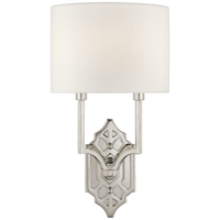 Shiloh Fretwork Sconce-Visual Comfort-VISUAL-TOB 2600PN-L-Wall LightingPolished Nickel-Linen-5-France and Son