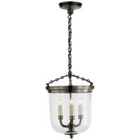 Alternate view of Merry Lantern, featuring antiqued finish, metal, glass, and a ceiling canopy mount.