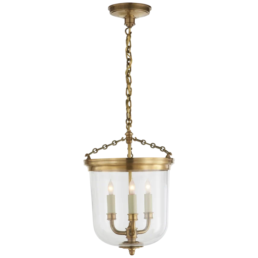 Additional view of Merry Lantern in brushed nickel and dark bronze, featuring antiqued finish and a ceiling canopy mount.