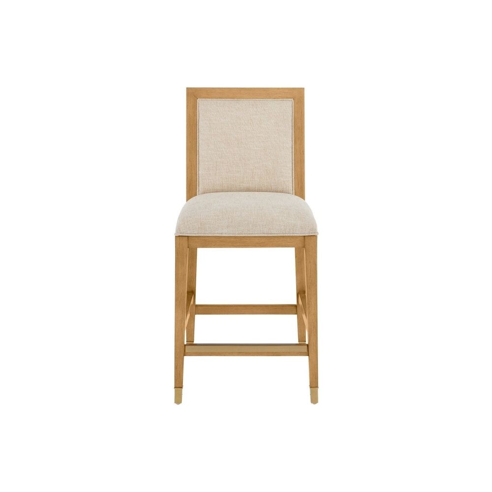 Santos Sea Sand Counter Stool, Liller Malt, shown in beige and sand with wood, fabric, and counter-height seating.