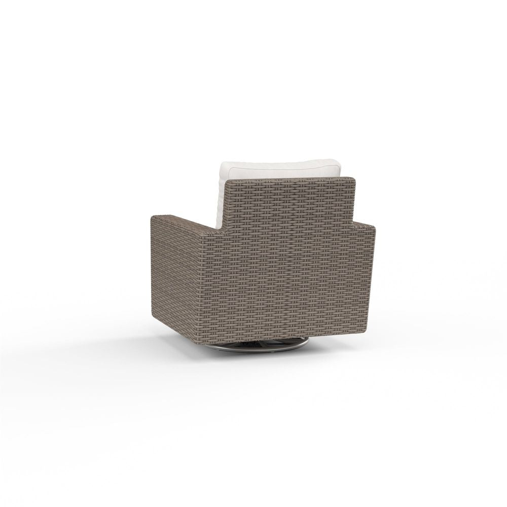 Alternate view of Coronado Swivel Rocker in Canvas Flax w/ Self Welt in taupe gray and off-white.