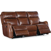 Additional view of Harlan Zero Gravity Sofa with Power Recline & Power Headrest in cognac brown and chestnut brown.