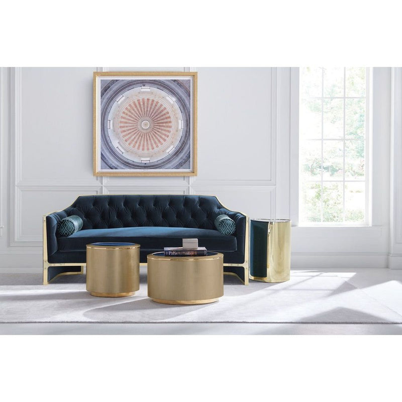 Alternate view of Orbit Bunching Side Table, featuring polished finish, metal, and a flat circular top surface.
